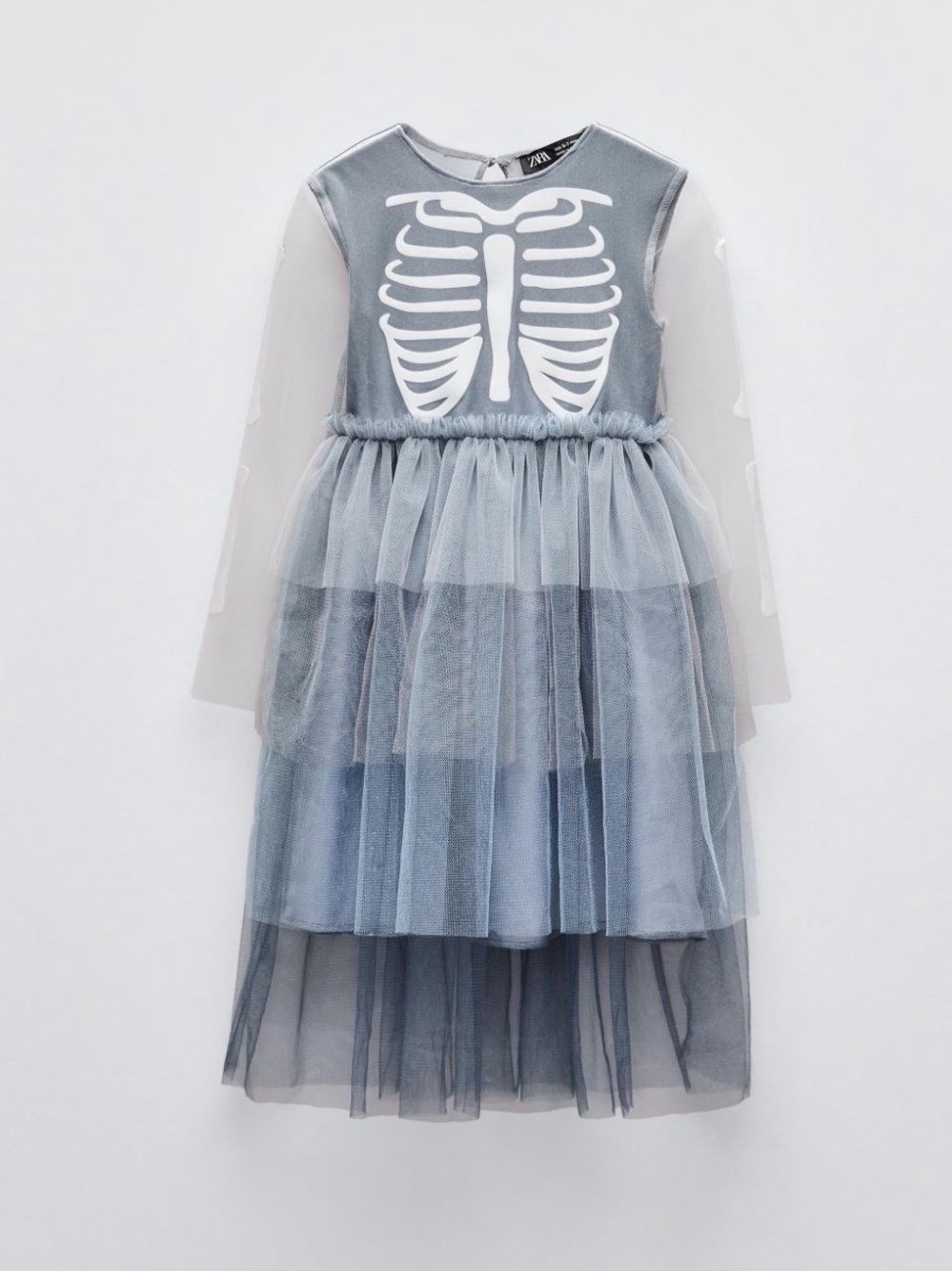 Zara Gray Skeleton Tulle Dress Costume